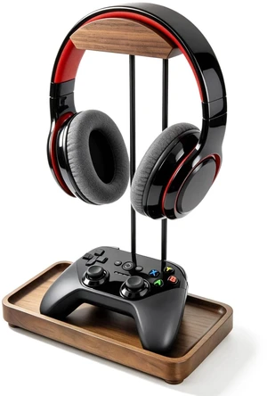 UEOE Wood Headphone Stand for Desk, Walnut Headset Holder with Storage Tray UEOE Wood Headphone Stand for Desk, Walnut Headset Holder with Storage Tray