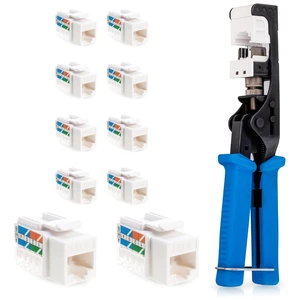 Speed Termination Tool - Easy Punch Down with Stainless Steel Blades For 45 Degree RJ45 LAN Cat6 / Cat5e Keystone Jacks + 10 White Cat6 Keystones Jack Connectors Kit Speed Termination Tool - Easy Punch Down with Stainless Steel Blades For 45 Degree RJ45 LAN Cat6 / Cat5e Keystone Jacks + 10 White Cat6 Keystones Jack Connectors Kit
