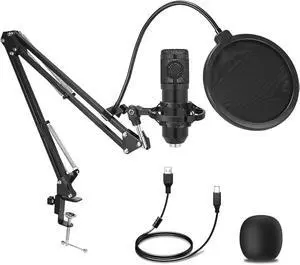 Condenser Microphone,Professional Cardioid Studio Streaming Podcast PC Computer USB Microphone Set with Adjustable Mic Suspension Scissor Arm for Broadcasting,Gaming, YouTube,Meeting Condenser Microphone,Professional Cardioid Studio Streaming Podcast PC Computer USB Microphone Set with Adjustable Mic Suspension Scissor Arm for Broadcasting,Gaming, YouTube,Meeting