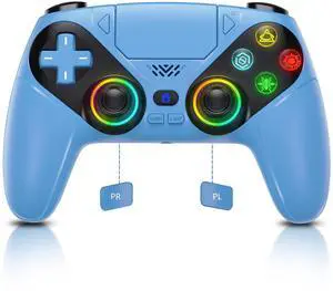 RGB Wireless Controller for PS5/PlayStation 5 PC, Bluetooth Controller with Turbo, Macro, Dynamic Vibration, 6-Axis Motion Control, 3.5mm Audio Jack, 1000mAh Battery, Speaker - Blue RGB Wireless Controller for PS5/PlayStation 5 PC, Bluetooth Controller with Turbo, Macro, Dynamic Vibration, 6-Axis Motion Control, 3.5mm Audio Jack, 1000mAh Battery, Speaker - Blue