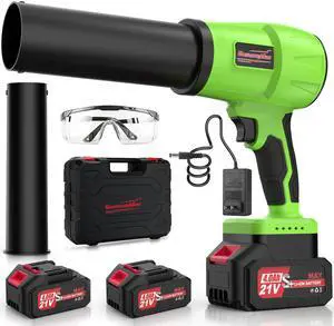 Brushless Leaf Blower Cordless, 980,000RPM, with 2 Batteries and Charger, Adjustable Speed, Lightweight, Handheld Electric Turbo Jet Blower Portable for Patio Cleaning, Lawn Care, Yard, Leaves, Dust Brushless Leaf Blower Cordless, 980,000RPM, with 2 Batteries and Charger, Adjustable Speed, Lightweight, Handheld Electric Turbo Jet Blower Portable for Patio Cleaning, Lawn Care, Yard, Leaves, Dust