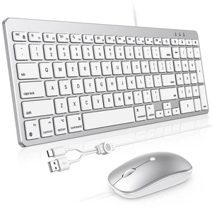 Wired Keyboard and Mouse for Mac, USB-C & USB-A, Number Pad, Silver White | Plug directly into any MacMacBook Air/Pro, iMac, Mac Mini, No Bluetooth Pairing, No adapter needed, Hotkeys, Ergonomic Tilt Wired Keyboard and Mouse for Mac, USB-C & USB-A, Number Pad, Silver White | Plug directly into any MacMacBook Air/Pro, iMac, Mac Mini, No Bluetooth Pairing, No adapter needed, Hotkeys, Ergonomic Tilt