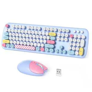 Wireless Keyboard and Mouse Combo, Full-Sized Typewriter Keyboards, Cute Cat Shaped Wireless Mouse, USB Plug and Play for Windows, Computer, PC, Laptop, Desktop (Blue Colorful) Wireless Keyboard and Mouse Combo, Full-Sized Typewriter Keyboards, Cute Cat Shaped Wireless Mouse, USB Plug and Play for Windows, Computer, PC, Laptop, Desktop (Blue Colorful)