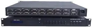 8-channel input, 8-channel output VGA matrix switcher, 8x8 video switcher, RS232 interface, infrared remote control, automatic loop, supports 1080P, supports splicing display. 8-channel input, 8-channel output VGA matrix switcher, 8x8 video switcher, RS232 interface, infrared remote control, automatic loop, supports 1080P, supports splicing display.