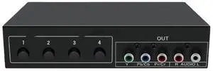 4x1 component video signal switcher, audio DSW41, branch panel, push-button manual switch, CVBS 720P, metal casing. 4x1 component video signal switcher, audio DSW41, branch panel, push-button manual switch, CVBS 720P, metal casing.