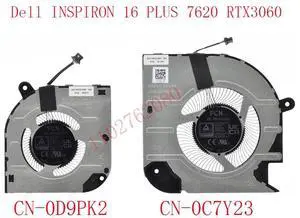 Laptop cooling fan CN-0C7Y23 CN-0D9PK2 for 16 Plus 7620 RTX3060 Laptop cooling fan CN-0C7Y23 CN-0D9PK2 for 16 Plus 7620 RTX3060