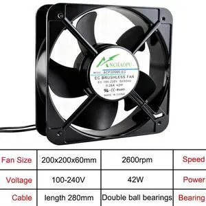 Axial flow cooling fan EC 200x200x60mm for cabinet-type charging piles, 100V/110V/220V/240V EC motor Axial flow cooling fan EC 200x200x60mm for cabinet-type charging piles, 100V/110V/220V/240V EC motor