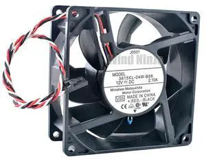 3615KL-04W-B86 9.2 cm (92 mm) fan, dimensions 92x92x38 mm, DC 12V, 2.10A, dual ball bearing high-speed cooling fan, suitable for server chassis. 3615KL-04W-B86 9.2 cm (92 mm) fan, dimensions 92x92x38 mm, DC 12V, 2.10A, dual ball bearing high-speed cooling fan, suitable for server chassis.