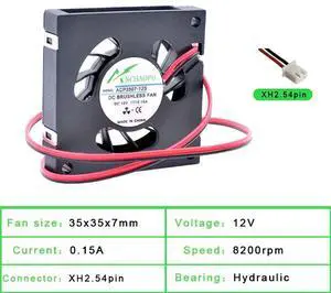ACP3507 3.5cm 35mm Blower (35x35x7mm), DC12V 2-pin Miniature Centrifugal Fan for Projectors and Printers ACP3507 3.5cm 35mm Blower (35x35x7mm), DC12V 2-pin Miniature Centrifugal Fan for Projectors and Printers