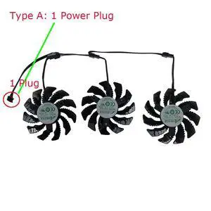 GPU graphics card fan, 1 power connector GA81S, 3 units/set, compatible with RTX 3060 Ti and RTX 3060 OC. GPU graphics card fan, 1 power connector GA81S, 3 units/set, compatible with RTX 3060 Ti and RTX 3060 OC.