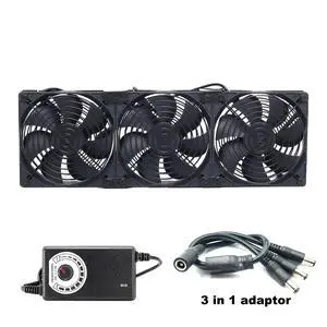 12cm/120mm High-speed, high-volume 110V/220V BTC/LTC mining rig workstation rack graphics card bracket cooler fan (EU) (3 fans with controller) 12cm/120mm High-speed, high-volume 110V/220V BTC/LTC mining rig workstation rack graphics card bracket cooler fan (EU) (3 fans with controller)