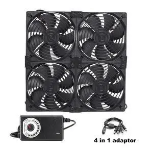 12cm/120mm High-speed, high-volume 110V/220V BTC/LTC mining rig workstation rack graphics card bracket cooler fan (US) (4 fans with controller) 12cm/120mm High-speed, high-volume 110V/220V BTC/LTC mining rig workstation rack graphics card bracket cooler fan (US) (4 fans with controller)