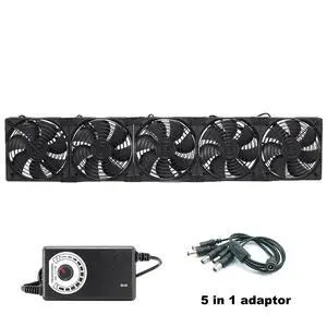 12cm/120mm High-speed, high-volume 110V/220V BTC/LTC mining rig workstation rack graphics card bracket cooler fan (EU) (5 fans with controller) 12cm/120mm High-speed, high-volume 110V/220V BTC/LTC mining rig workstation rack graphics card bracket cooler fan (EU) (5 fans with controller)