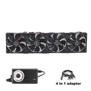 12cm/120mm High-speed, high-volume 110V/220V BTC/LTC mining rig workstation rack graphics card bracket cooler fan (US) (4 fans with controller) 12cm/120mm High-speed, high-volume 110V/220V BTC/LTC mining rig workstation rack graphics card bracket cooler fan (US) (4 fans with controller)