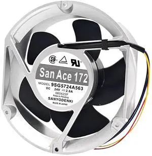 San Ace 172 9SG5724A563 24V 2.6A High-Efficiency Cooling Fan for Inverters - 172x150x51mm, 3724RPM, 62.4W, Industrial Fan San Ace 172 9SG5724A563 24V 2.6A High-Efficiency Cooling Fan for Inverters - 172x150x51mm, 3724RPM, 62.4W, Industrial Fan