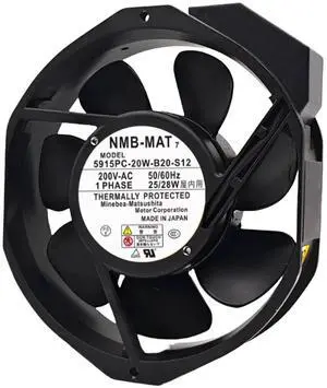 5915PC-20W-B20-S12 172x150x38mm 200V AC Axial Cooling Fan - 2700 RPM, 176.5 CFM, Metal Blades, High Temperature Resistant 5915PC-20W-B20-S12 172x150x38mm 200V AC Axial Cooling Fan - 2700 RPM, 176.5 CFM, Metal Blades, High Temperature Resistant