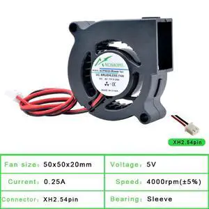 ACP5020 - Blower Fan 5cm 50mm, Fan 50x50x20mm, DC5V, Sleeve, 4000rpm, Turbine Blower Cooling Fan, Suitable for Projectors and 3D Printers ACP5020 - Blower Fan 5cm 50mm, Fan 50x50x20mm, DC5V, Sleeve, 4000rpm, Turbine Blower Cooling Fan, Suitable for Projectors and 3D Printers