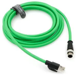 Industrial Ethernet cable for cameras, M12 D-Code 4-pin to RJ45 Cat5e waterproof network cable, green (300CM) Industrial Ethernet cable for cameras, M12 D-Code 4-pin to RJ45 Cat5e waterproof network cable, green (300CM)