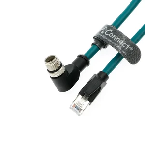 M12 8-pin X-Code male right-angle to RJ45 Ethernet shielded cable, suitable for Cognex in Sight industrial cameras, highly flexible cable (1M). M12 8-pin X-Code male right-angle to RJ45 Ethernet shielded cable, suitable for Cognex in Sight industrial cameras, highly flexible cable (1M).