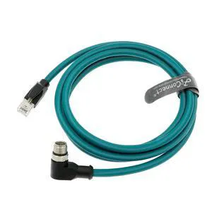 M12 8-pin X-Code male right-angle to RJ45 Ethernet shielded cable, suitable for Cognex in Sight industrial cameras, highly flexible cable (20M). M12 8-pin X-Code male right-angle to RJ45 Ethernet shielded cable, suitable for Cognex in Sight industrial cameras, highly flexible cable (20M).