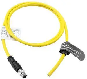 2000 M8 5-pin B-type male to bare wire cable, 24AWG, suitable for industrial cameras, PLC trigger sensors, and vision systems (straight). 2000 M8 5-pin B-type male to bare wire cable, 24AWG, suitable for industrial cameras, PLC trigger sensors, and vision systems (straight).