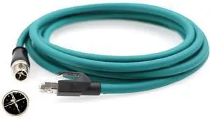 Ethernet cable for 8200 and 8400 series, M12 8-bit X-Code to RJ45 shielded cable assembly, waterproof, 9.8 feet 3 meters. Ethernet cable for 8200 and 8400 series, M12 8-bit X-Code to RJ45 shielded cable assembly, waterproof, 9.8 feet 3 meters.