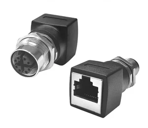 M12 X-8Pin-F to RJ45-F connector adapter network cable right-angle waterproof socket M12 X-8Pin-F to RJ45-F connector adapter network cable right-angle waterproof socket