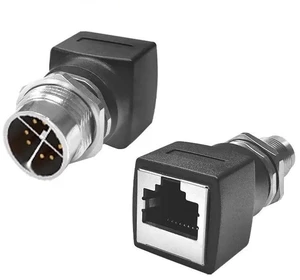 M12 X-8Pin-M to RJ45-F Connector Adapter Network Cable Right Angle Waterproof Socket M12 X-8Pin-M to RJ45-F Connector Adapter Network Cable Right Angle Waterproof Socket