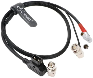 Viewfinder power cable, rotatable right-angle 2-pin to D-Tap + RA BNC HD SDI cable, suitable for BMCC video. Viewfinder power cable, rotatable right-angle 2-pin to D-Tap + RA BNC HD SDI cable, suitable for BMCC video.