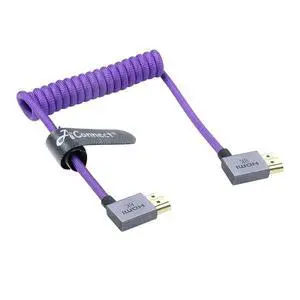 Left-bend HDMI 2.1 cable for the Z-CAM E2F6 Pro 8K@60Hz live monitor, 48Gbps braided spiral cable. Left-bend HDMI 2.1 cable for the Z-CAM E2F6 Pro 8K@60Hz live monitor, 48Gbps braided spiral cable.