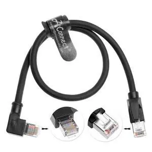 RJ45 Ethernet cable, right-angle Cat6a shielded industrial-grade cable chain for quick connection, suitable for PLC and robot motion control, 1 ft 30 cm. RJ45 Ethernet cable, right-angle Cat6a shielded industrial-grade cable chain for quick connection, suitable for PLC and robot motion control, 1 ft 30 cm.
