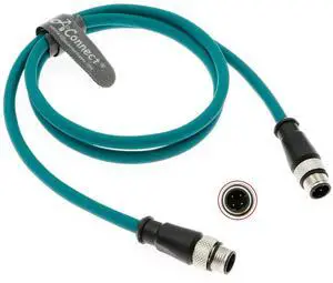 M12 D-type coded 4-pin male to 4-pin male high-flexibility shielded Ethernet IP67 waterproof Cat5e cable, suitable for industrial cameras, blue (10M 32.8Ft). M12 D-type coded 4-pin male to 4-pin male high-flexibility shielded Ethernet IP67 waterproof Cat5e cable, suitable for industrial cameras, blue (10M 32.8Ft).