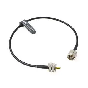RG58 UHF male-to-male PL259 coaxial cable, 50 ohms low loss, suitable for CB radio, amateur radio antennas, VSWR analyzers, 19 inches (49 cm). RG58 UHF male-to-male PL259 coaxial cable, 50 ohms low loss, suitable for CB radio, amateur radio antennas, VSWR analyzers, 19 inches (49 cm).