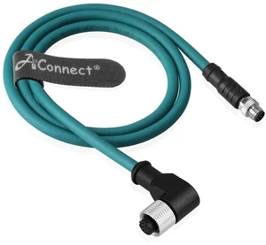 Plug and play adapter cable, M12 12-pin female to M8 6-pin male (1m 39.3in) (olive-colored right angle) Plug and play adapter cable, M12 12-pin female to M8 6-pin male (1m 39.3in) (olive-colored right angle)