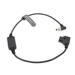 Lock-in right-angle DC 12V 2.1mm to D-tap power cable, 54cm, suitable for Pix-E, Pix-E5, and Pix-E5H voltage regulators for video equipment. Lock-in right-angle DC 12V 2.1mm to D-tap power cable, 54cm, suitable for Pix-E, Pix-E5, and Pix-E5H voltage regulators for video equipment.