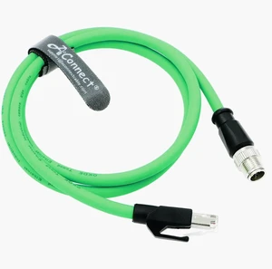 M12 8-pin X Code to RJ45 Cat6a Gigabit Ethernet cable, suitable for industrial cameras, shielded, waterproof, flexible, green (1 M). M12 8-pin X Code to RJ45 Cat6a Gigabit Ethernet cable, suitable for industrial cameras, shielded, waterproof, flexible, green (1 M).