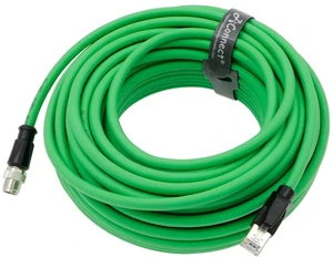M12 8-pin X Code to RJ45 Cat6a Gigabit Ethernet cable, suitable for industrial cameras, shielded, waterproof, flexible, green (10M). M12 8-pin X Code to RJ45 Cat6a Gigabit Ethernet cable, suitable for industrial cameras, shielded, waterproof, flexible, green (10M).