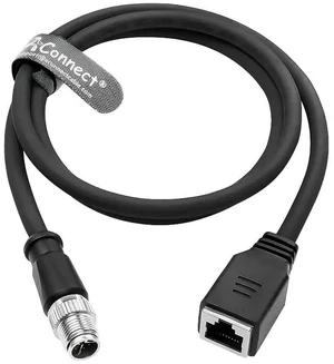 M12 X-Code 8-pin male to RJ45 female Ethernet cable, Cat6a high flexibility, suitable for industrial automation and robotics (1M) (Black) M12 X-Code 8-pin male to RJ45 female Ethernet cable, Cat6a high flexibility, suitable for industrial automation and robotics (1M) (Black)