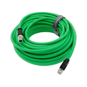 M12 8-pin X Code to RJ45 Cat6a Gigabit Ethernet cable, suitable for industrial cameras, shielded, waterproof, flexible, green (20M). M12 8-pin X Code to RJ45 Cat6a Gigabit Ethernet cable, suitable for industrial cameras, shielded, waterproof, flexible, green (20M).