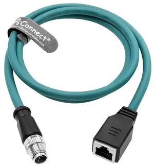 M12 X-Code 8-pin male to RJ45 female Ethernet cable, Cat6a high flexibility, suitable for industrial automation and robotics (15M) (Green). M12 X-Code 8-pin male to RJ45 female Ethernet cable, Cat6a high flexibility, suitable for industrial automation and robotics (15M) (Green).