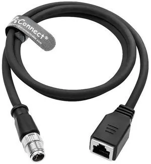 M12 X-Code 8-pin male to RJ45 female Ethernet cable, Cat6a high flexibility, suitable for industrial automation and robotics (10M) (Black). M12 X-Code 8-pin male to RJ45 female Ethernet cable, Cat6a high flexibility, suitable for industrial automation and robotics (10M) (Black).