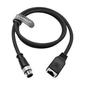 M12 D-type 4-pin male to RJ45 female Ethernet cable, Cat6a high-flexibility industrial camera sensor cable, suitable for automation applications (15M) (BLACK) M12 D-type 4-pin male to RJ45 female Ethernet cable, Cat6a high-flexibility industrial camera sensor cable, suitable for automation applications (15M) (BLACK)