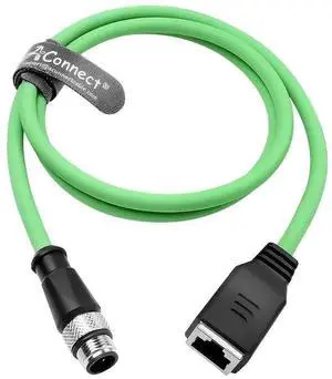 M12 D-type 4-pin male to RJ45 female Ethernet cable, Cat6a high-flexibility industrial camera sensor cable, suitable for automation applications (5M) (GREEN) M12 D-type 4-pin male to RJ45 female Ethernet cable, Cat6a high-flexibility industrial camera sensor cable, suitable for automation applications (5M) (GREEN)
