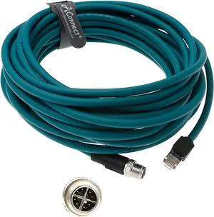 M12 8-pin X-Code to RJ45 Ethernet cable, suitable for industrial cameras, shielded cable, highly flexible, waterproof (15M). M12 8-pin X-Code to RJ45 Ethernet cable, suitable for industrial cameras, shielded cable, highly flexible, waterproof (15M).