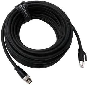 D-Code M12 4-pin male to RJ45 male Cat5e high-flexibility shielded Ethernet cable, suitable for industrial field applications, can be wired to mechanical sensors and cameras (15M). D-Code M12 4-pin male to RJ45 male Cat5e high-flexibility shielded Ethernet cable, suitable for industrial field applications, can be wired to mechanical sensors and cameras (15M).