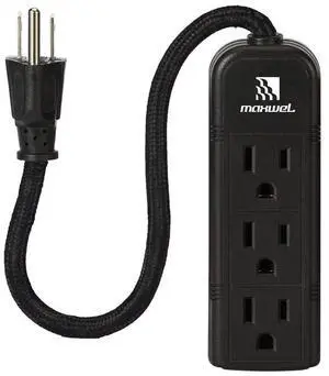 Wall Mountable - ETL Listed 3 Grounded Outlets 10 Inch Braided Short Cord Black Mini Power Strips with No Surge Protector AC 13A 125V 1625W Outlets Compact Extension for Travelling Wall Mountable - ETL Listed 3 Grounded Outlets 10 Inch Braided Short Cord Black Mini Power Strips with No Surge Protector AC 13A 125V 1625W Outlets Compact Extension for Travelling