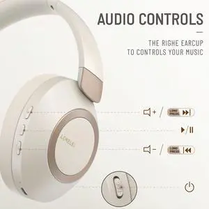 Wireless Over Ear Headphones, 50H Playtime Foldable Lightweight Bluetooth Headsets, Deep Bass, Built-in Microphone, Memory Foam Earmuff, for Travel, Home Office (Beige White) Wireless Over Ear Headphones, 50H Playtime Foldable Lightweight Bluetooth Headsets, Deep Bass, Built-in Microphone, Memory Foam Earmuff, for Travel, Home Office (Beige White)