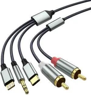 Audio Aux Adapter (10.3M), RCA to 3.5mm Cable, USB C to 2 RCA Audio Cable, (3 in 1 Audio Cable) for Power Amplifier, Car, Home Theater, Speaker and More Audio Aux Adapter (10.3M), RCA to 3.5mm Cable, USB C to 2 RCA Audio Cable, (3 in 1 Audio Cable) for Power Amplifier, Car, Home Theater, Speaker and More