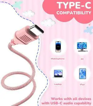 Upgrade USB Type C Headphones, Wired Headphones for Kids with Microphone, Adjustable 85dB/94dB Volume Limited (Pink) Upgrade USB Type C Headphones, Wired Headphones for Kids with Microphone, Adjustable 85dB/94dB Volume Limited (Pink)