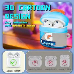 Funny Cover for AirPods 4 Cute Case (2024), 3D Cartoon Cute Case Food Kawaii Silicone Case Cover for 4th Generation Cute Case Accessories with Keychain/Cleaner Kit (Blue Sport Water) Funny Cover for AirPods 4 Cute Case (2024), 3D Cartoon Cute Case Food Kawaii Silicone Case Cover for 4th Generation Cute Case Accessories with Keychain/Cleaner Kit (Blue Sport Water)
